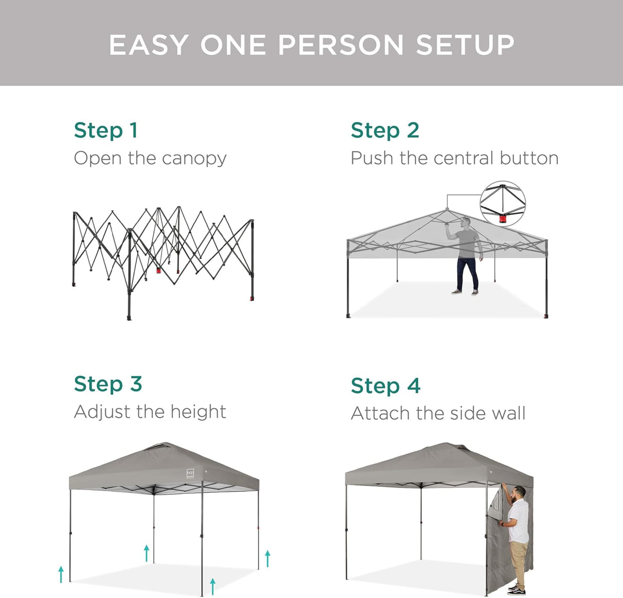 Toldo desplegable fácil con pared lateral y funda portátil