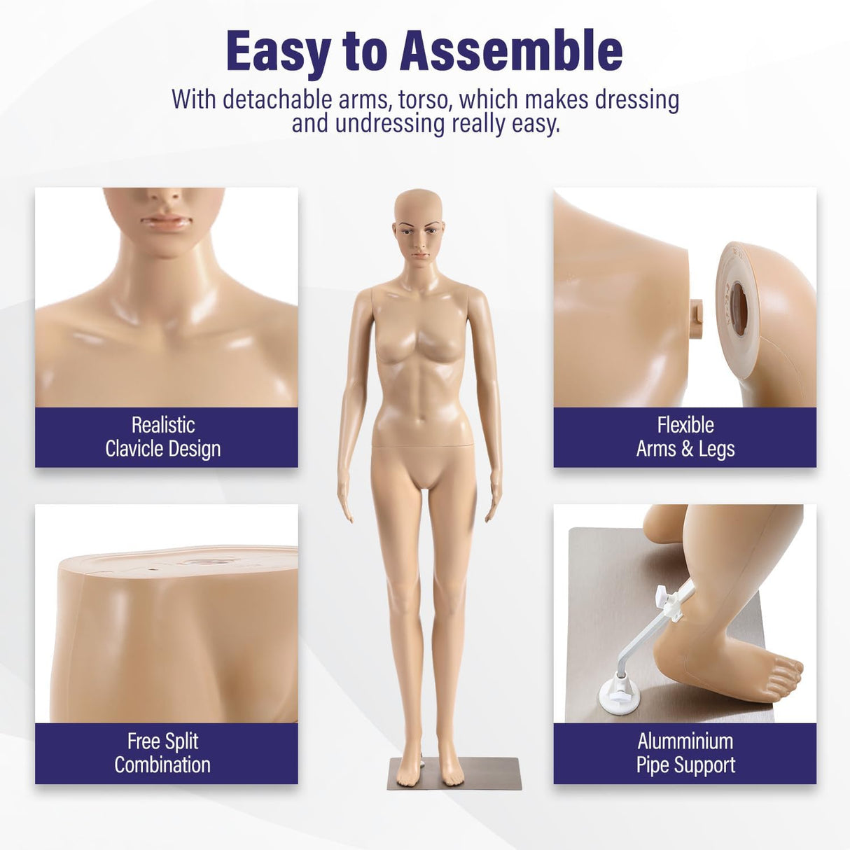 Maniquí completo ajustable, marca desconocida, 69 con base metal.