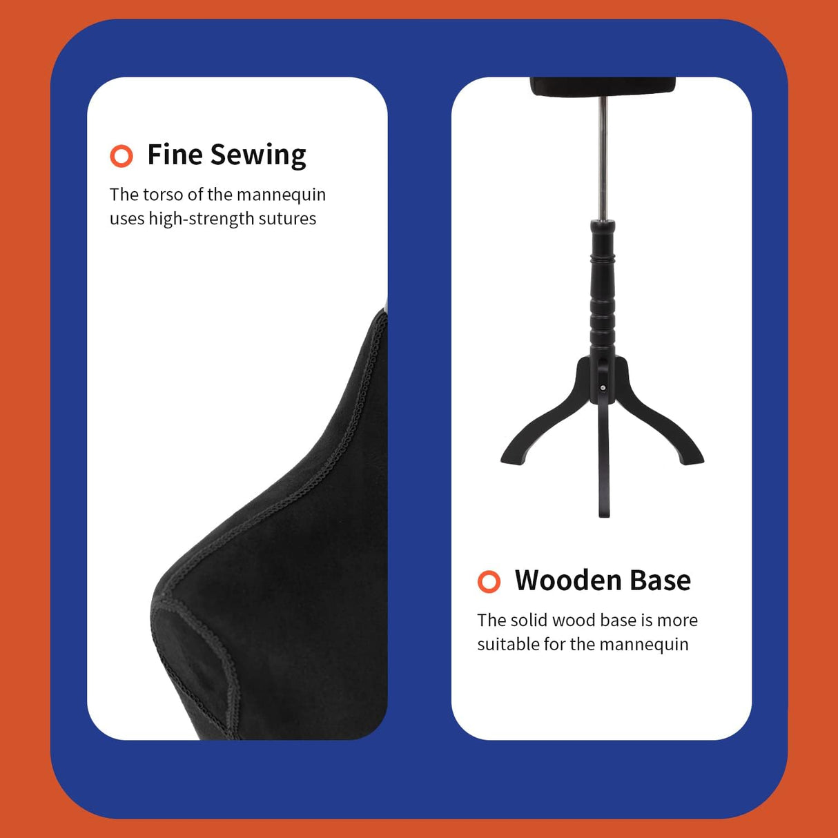 Maniquí Femenino Ajustable 53-67 con Base de Madera