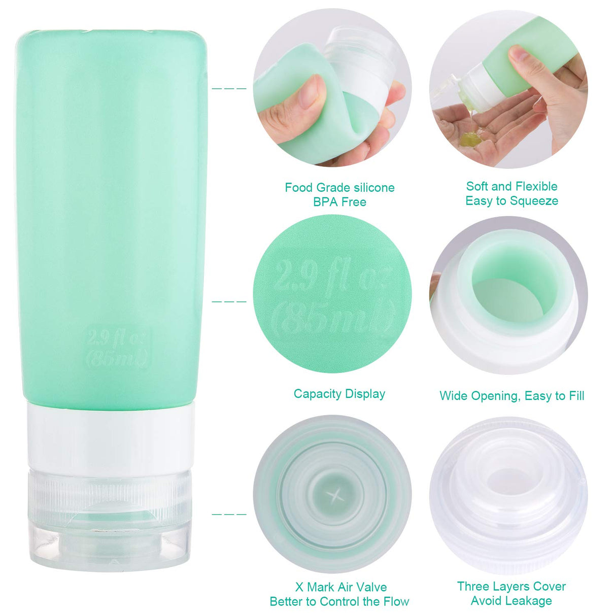 Paquete de 16 botellas de viaje para artículos de tocador