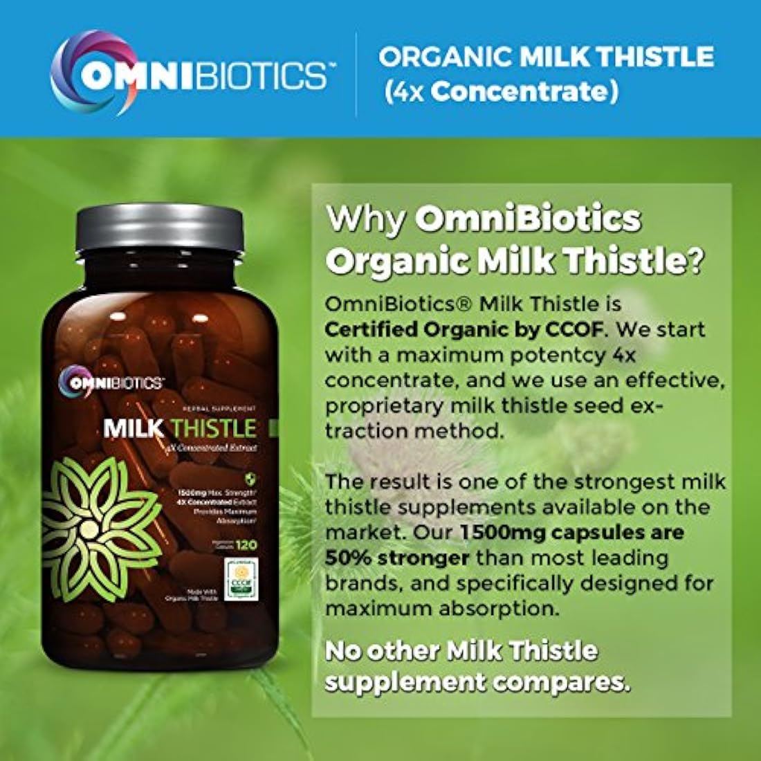 OmniBiotics - Cápsulas de cardo mariano orgánico 0.05oz