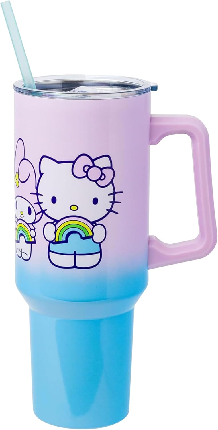 Taza de Acero Inoxidable Sanrio Hello Kitty 40 oz con Asa y Popote