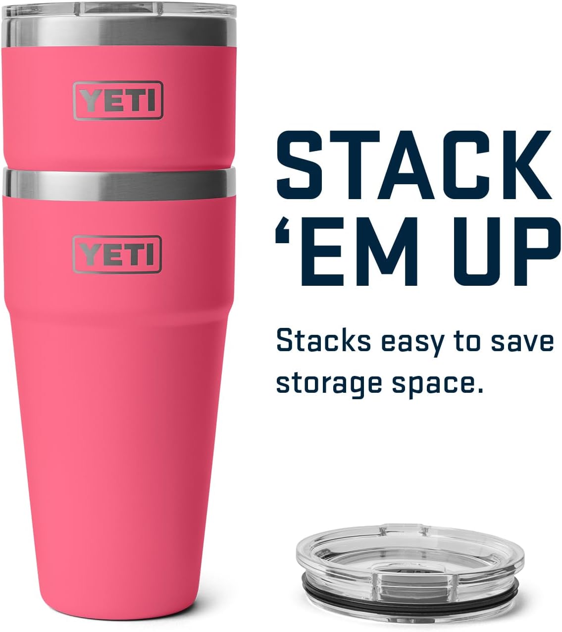 Taza apilable YETI Rambler 30 oz, acero inoxidable, Rosa