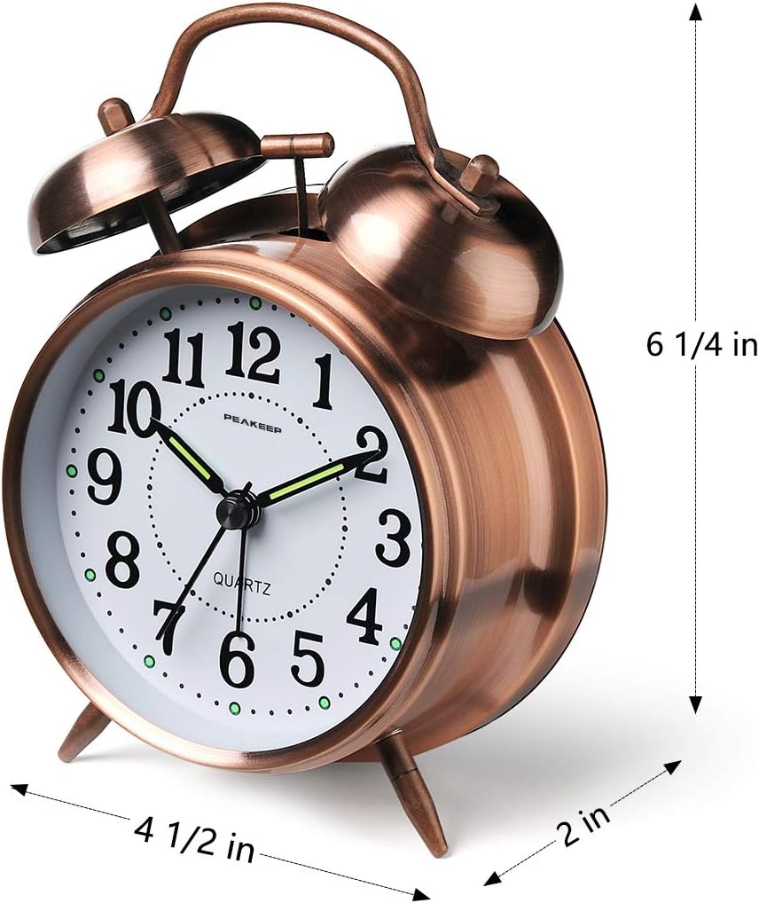 Reloj despertador analógico ruidoso, vintage, 4 pulgadas