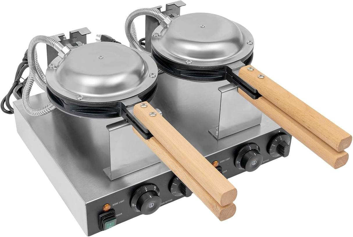 Máquina de Waffles Doble, Comercial, Antiadherente, 180°