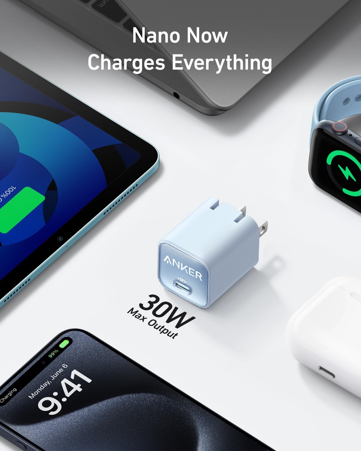 Cargador USB C GaN de 30 W plegable PPS Anker