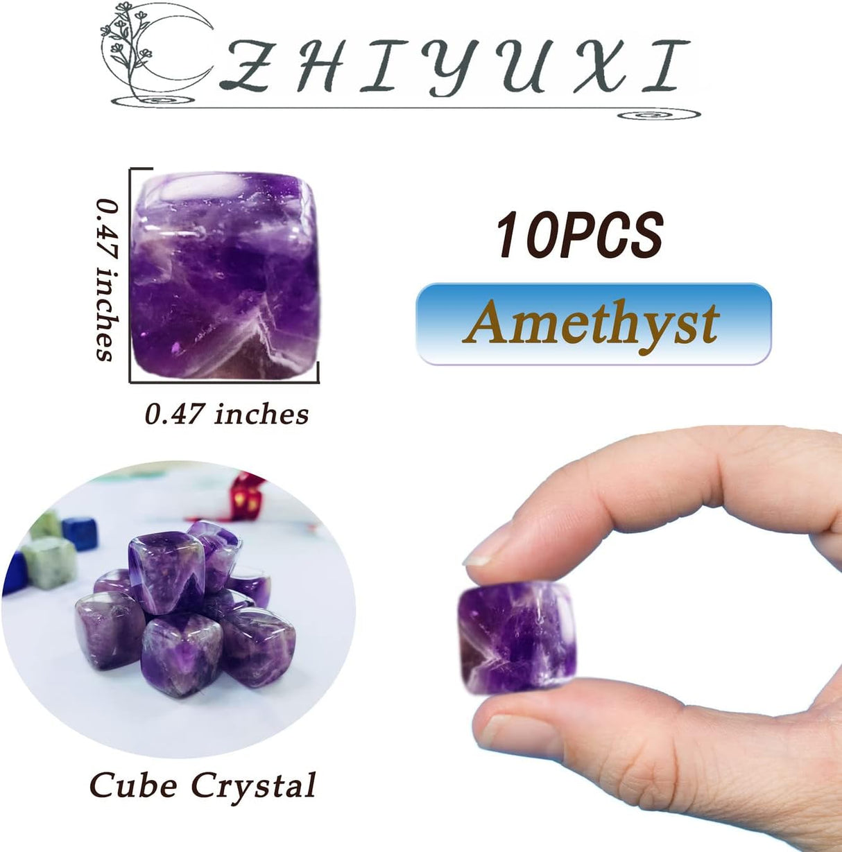 ZHIYUXI Juego de 10 cristales curativos de amatista a granel