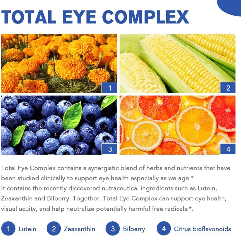 Suplemento total de complejo ocular con luteína +zeaxantina