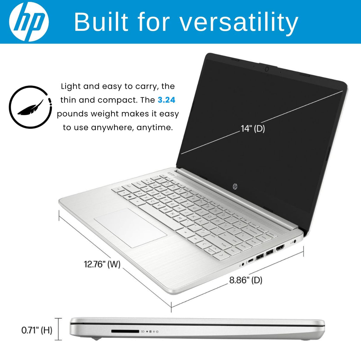 Laptop HP 14 Intel Quad-Core, 16GB RAM, 640GB Almacenamiento