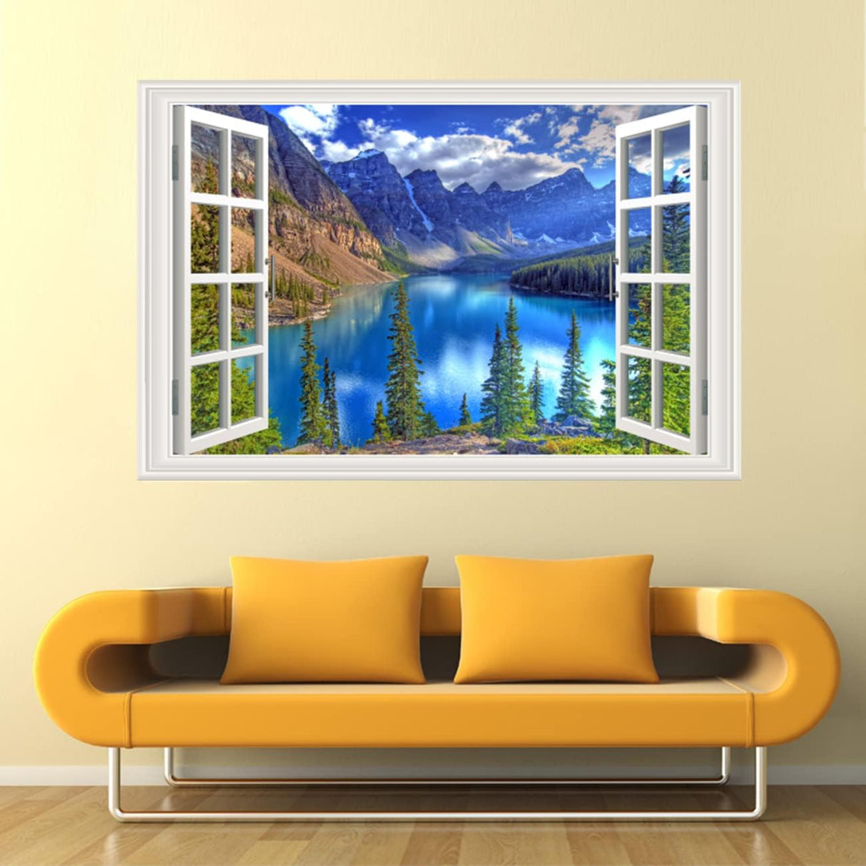 Vinilo Autoadhesivo Ventana Tropical, Cunninghamia lanceolata 36x48