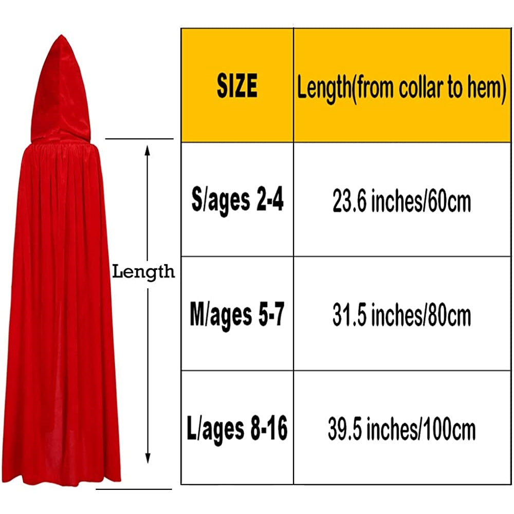 Disfraces de terciopelo con capucha roja talla M