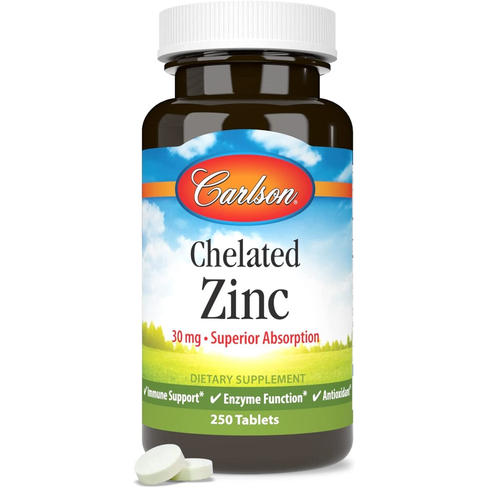 Suplemento Zinc quelado 30 mg antioxidante 250 tabletas