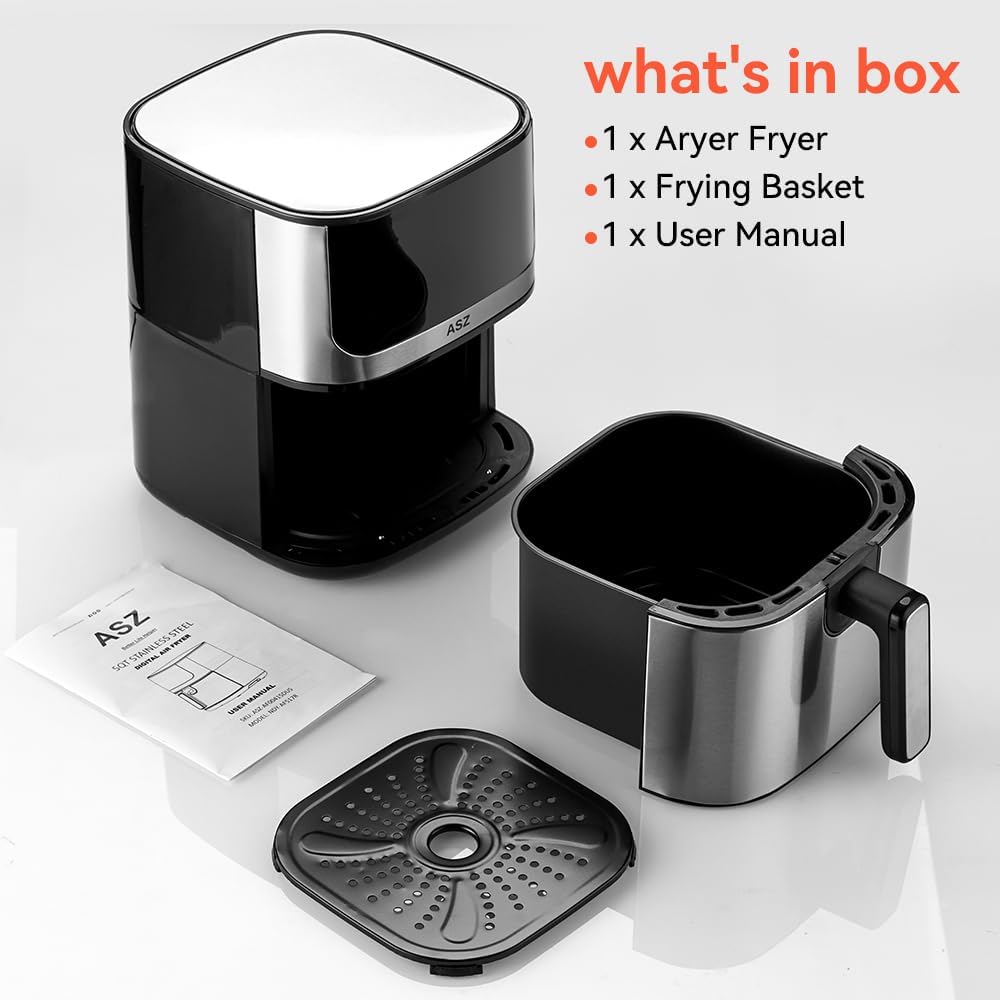 Freidora de aire ASZ 5qt, compacta, 8 presets, para 2-3 personas