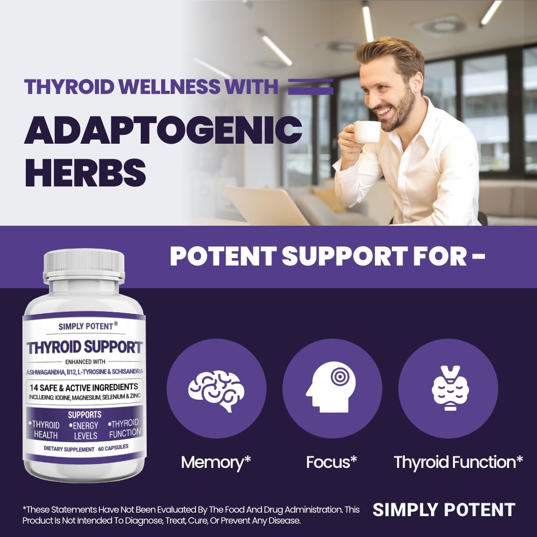 Suplemento de apoyo tiroideo y apoyo suprarrenal con yodo
