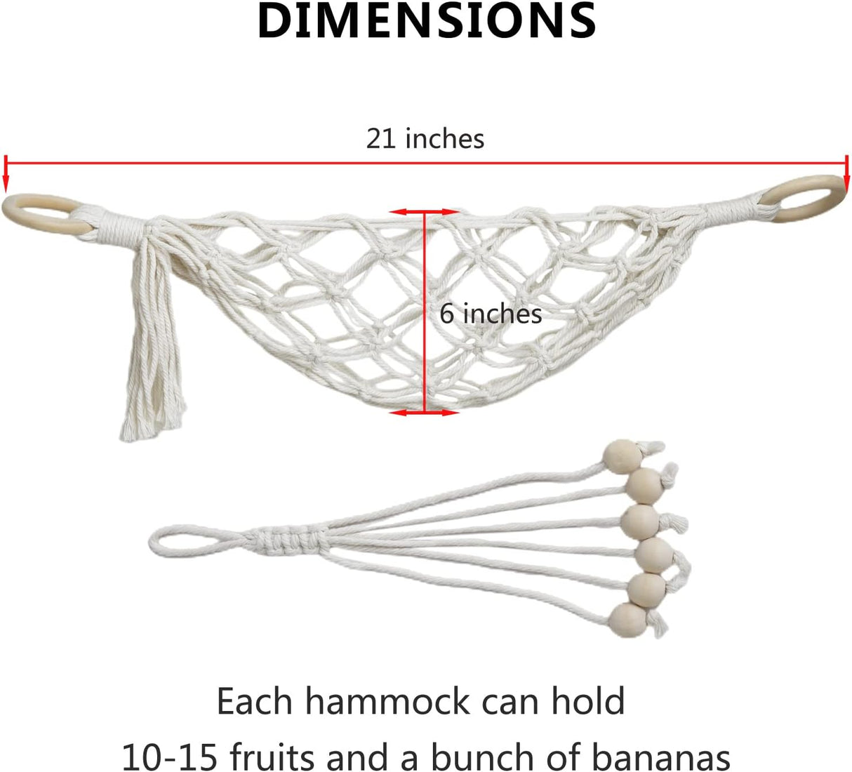 Hamaca de Frutas Bajo Gabinete, Macrame, Ahorra Espacio, Modelo RV
