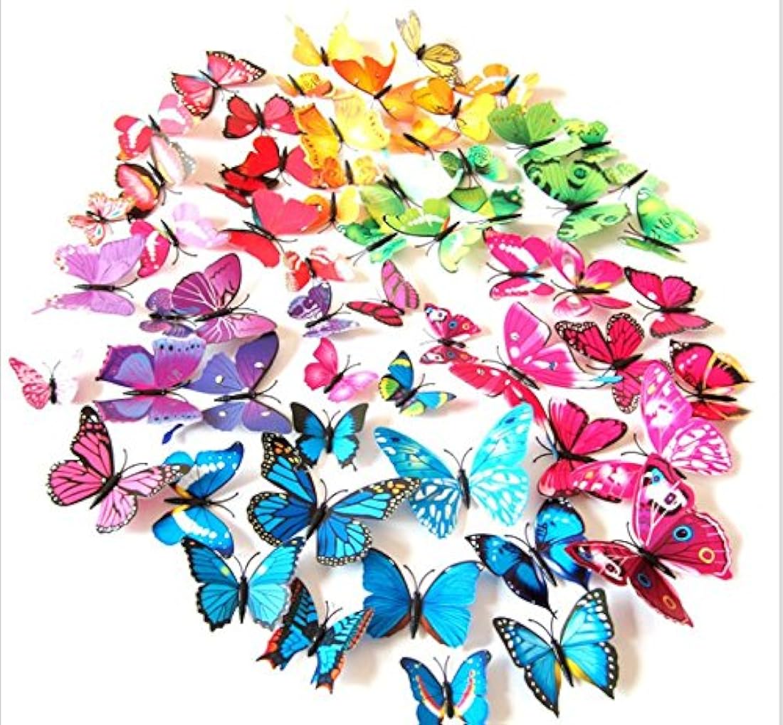 Amaonm - 60 pzas hermosas calcomanías de pared de mariposa