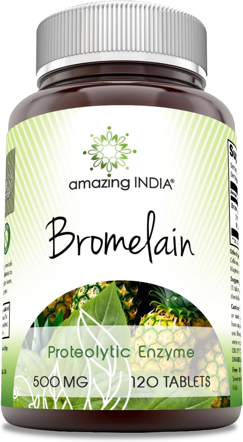 Suplemento Amazing India Bromelina 500 mg 120 tabletas