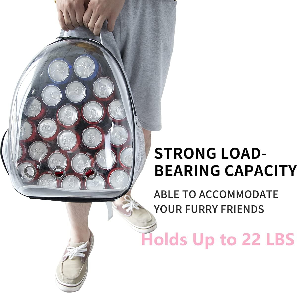 Mochila transportadora de burbujas expandible plegable negro