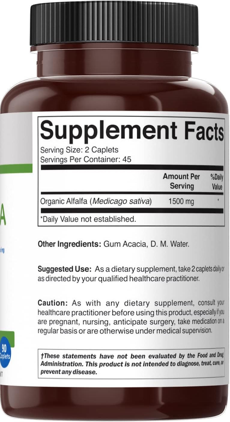 Suplementos Alimenticios Alfalfa orgánica 45 porciones