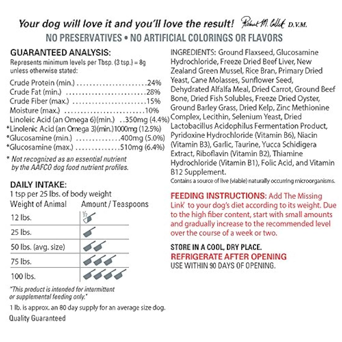 The Missing Link - Suplementos con omegas balanceados y semillas de lino frescas y saludables para el corazón en fórmulas únicas: Cadera y articulaciones, piel y abrigo, anciano, cachorro y salud general - todo natural y sin OMG, Perro, Senior