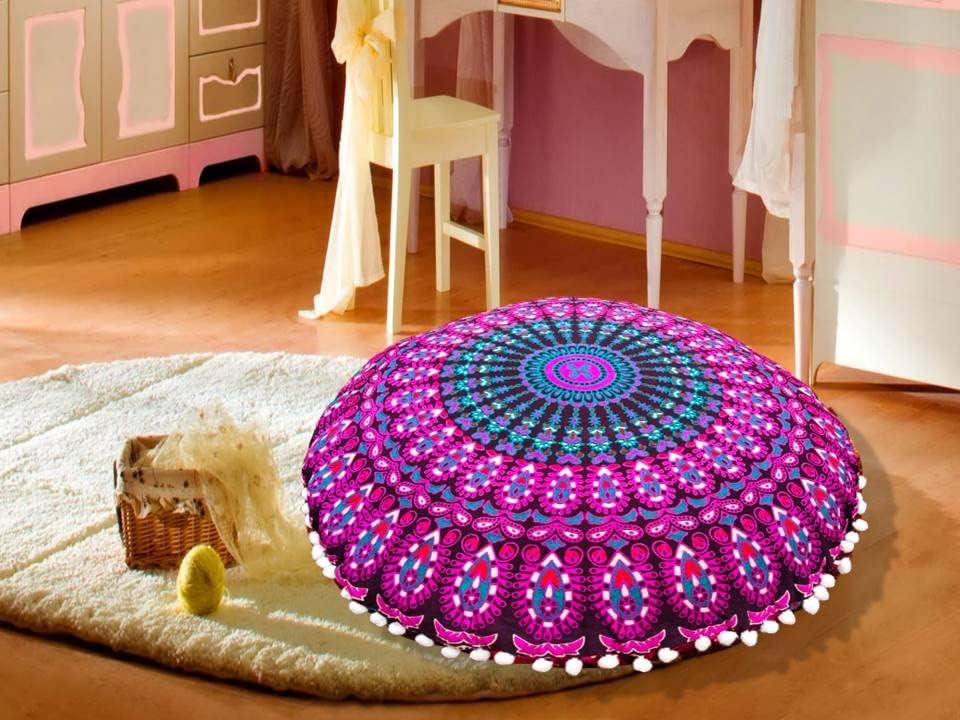 My Dream Carts Funda redonda de 22 pulgadas para cojín de suelo, silla otomana para niños y adultos, sala de estar, dormitorio, asiento verdaderamente único en su tipo, reposapiés (funda de almohada de 22 pulgadas, sin relleno)