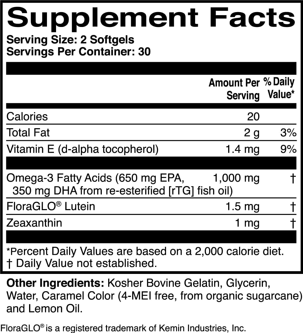 OmegaAdvance Omega-3 Fish Oil 1000mg EPA&DHA Lutein 60 Softgels