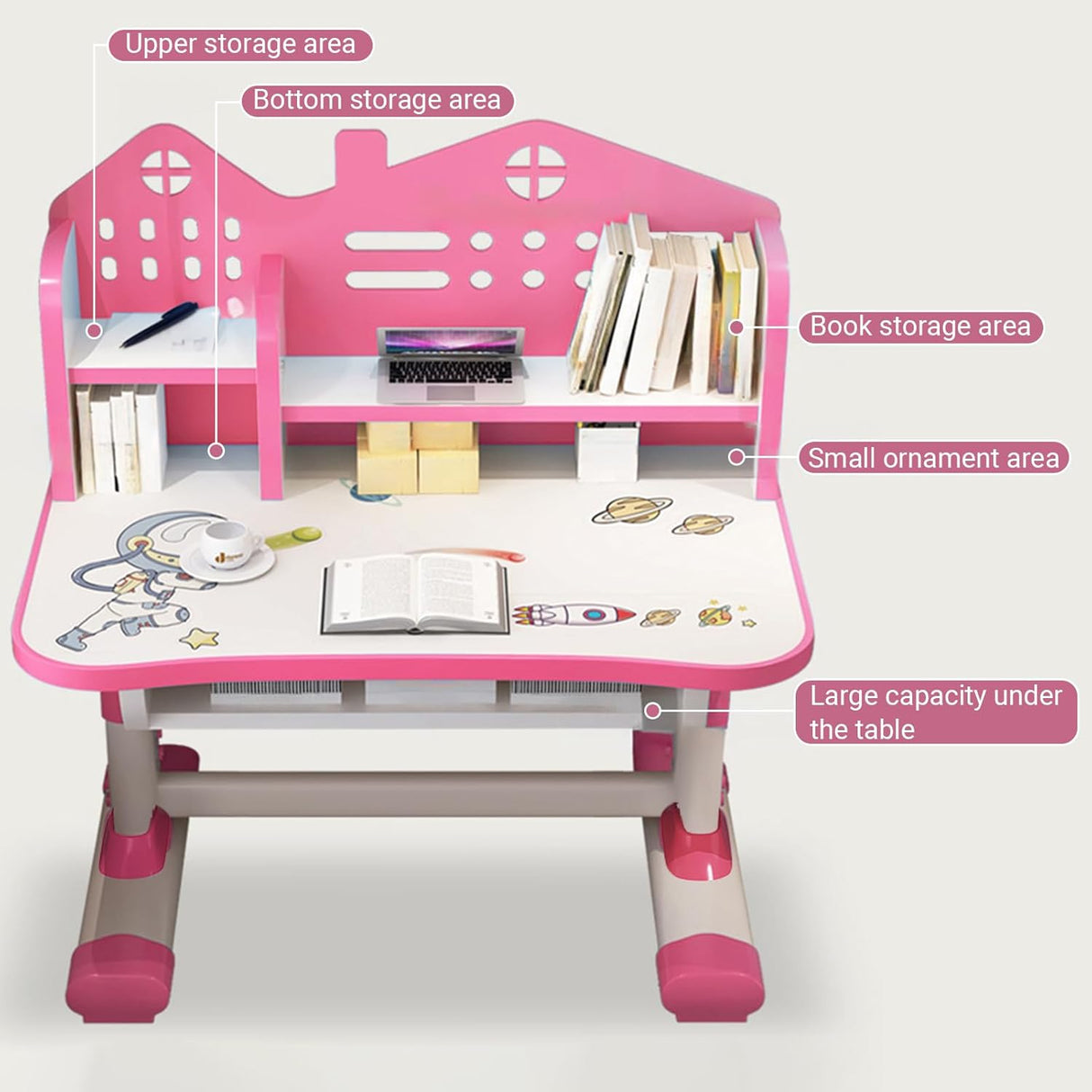 Set Escritorio y Silla Ajustable para Niñas, Ergonómico, con Cajón