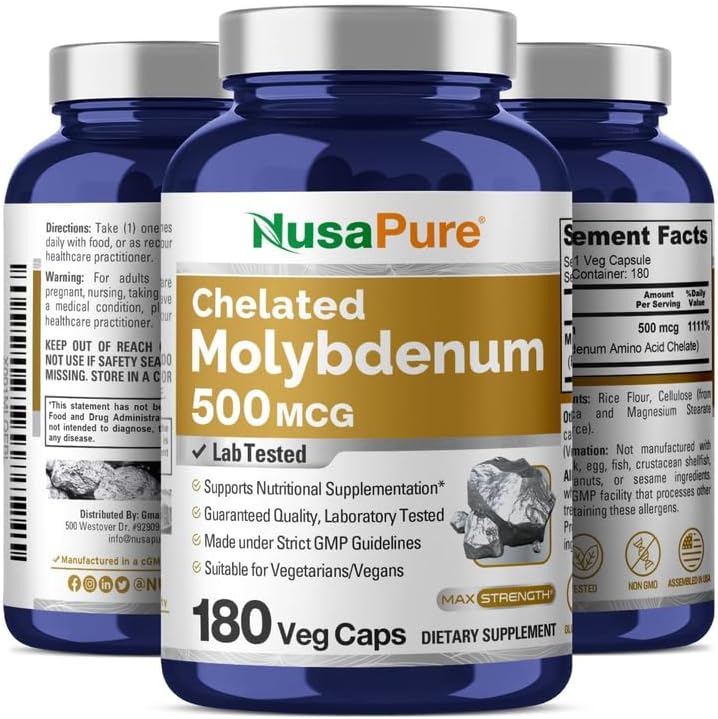 Molybdeno Quelado 500 mcg - Capsulas Vegetarianas Sin Gluten