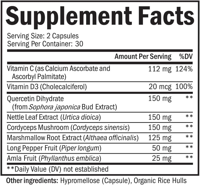 Suplemento Quercetina y Vitaminas C y D - Apoyo Respiratorio