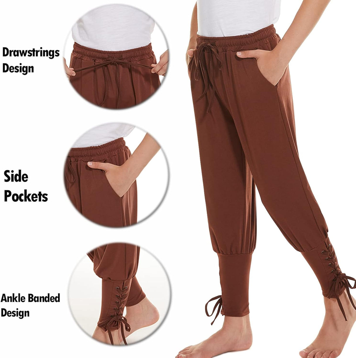 Pantalones de pirata medievales con bandas de tobillo