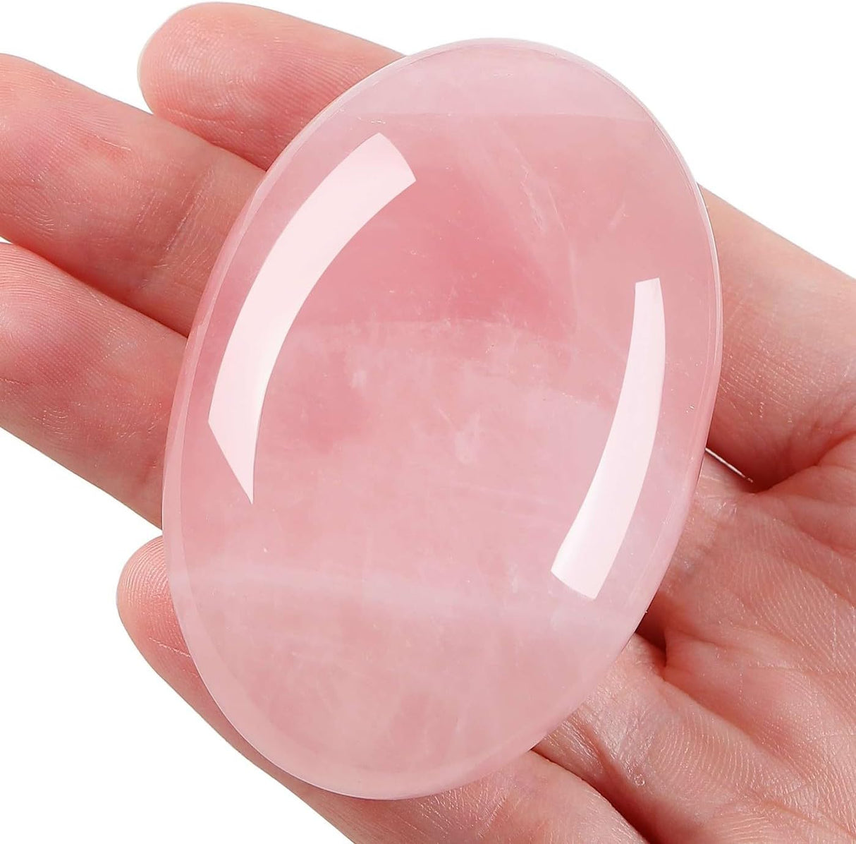 Piedra de Palma Cuarzo Rosa 2.4" para Sanación y Equilibrio