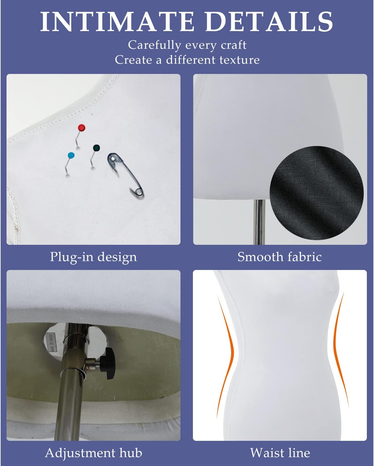 Maniquí Femenino Ajustable 60-67 FG281-White Base de Madera