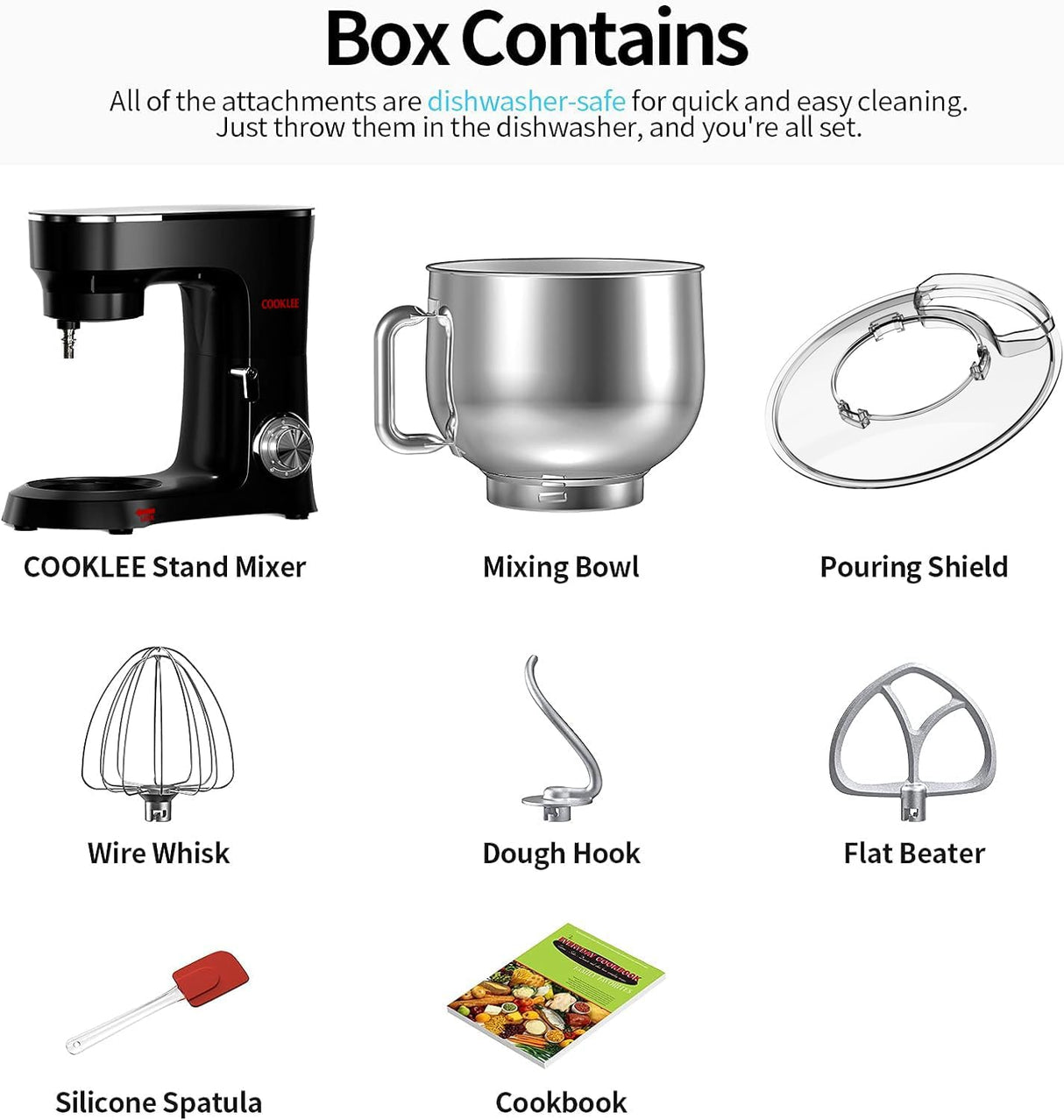 Batidora de Pie COOKLEE 9.5 Qt 660W 10 Velocidades SM-1551