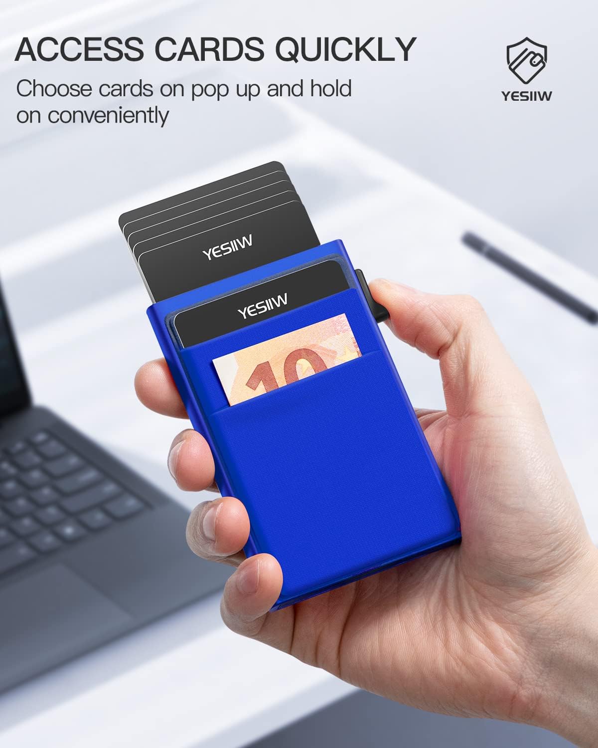 Porta tarjetas RFID YESIIW con bolsillo para dinero y monedas