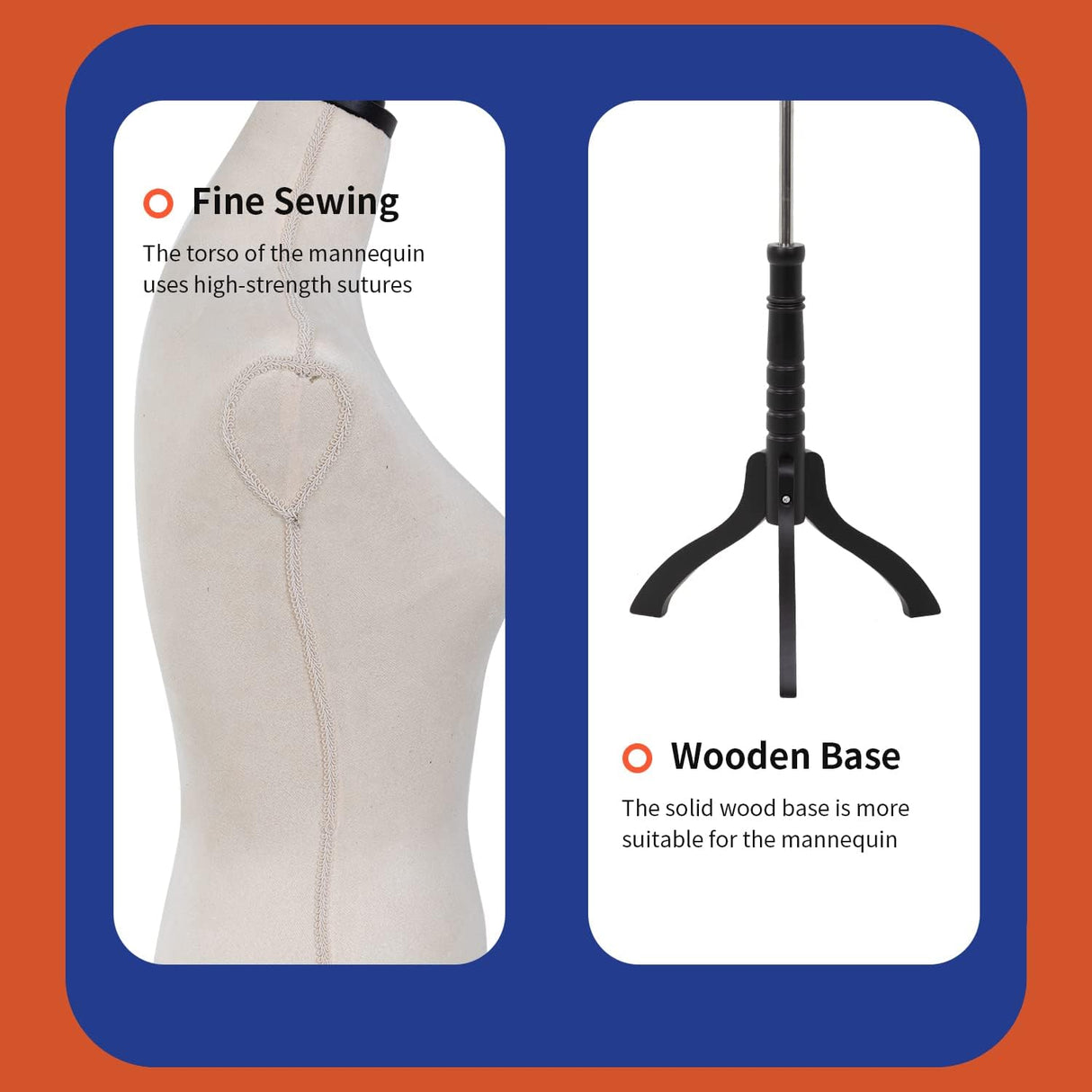 Maniquí femenino ajustable 53-67 con base de madera