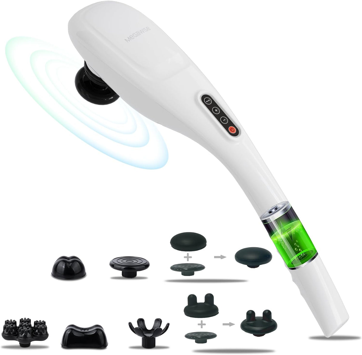 Masajeador Cordless MEGAWISE, 5 velocidades, 7 nodos, 3200mAh