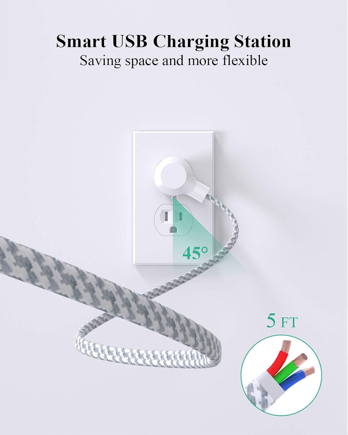 pack de 2 regletas de alimentación Cable de extensión de 12ft