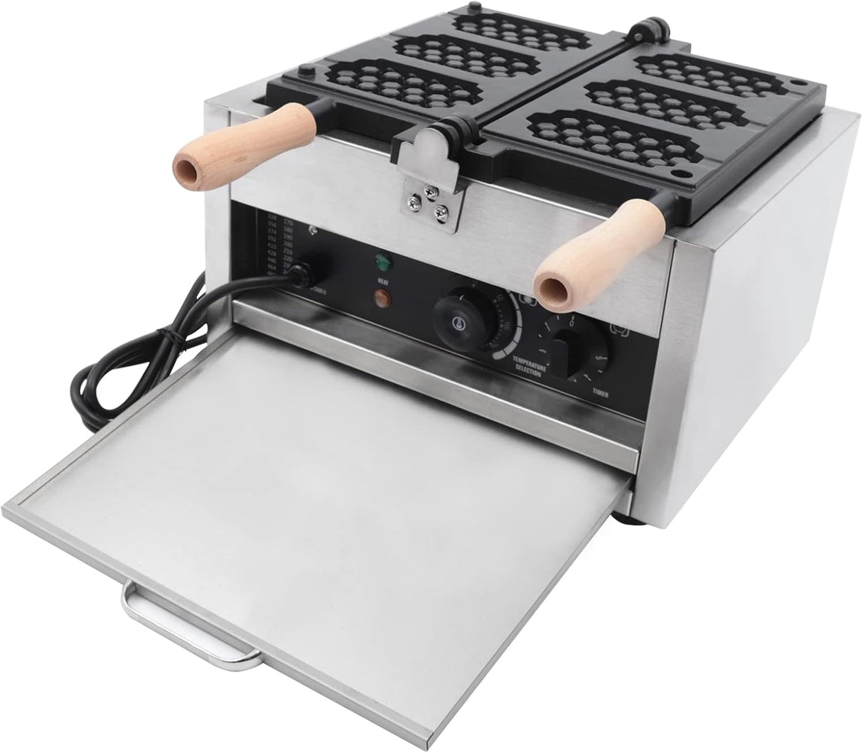 Máquina de Waffles Eléctrica, Acero Inoxidable, Doble Cabeza