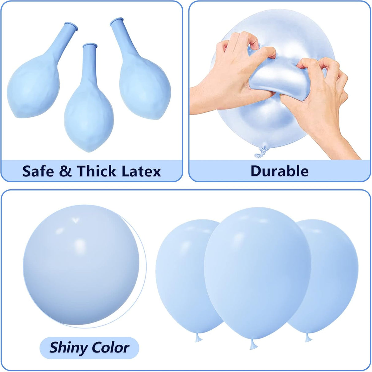 Kit de arco de guirnalda de globos azul claro, 102 globos azul pastel azul bebé 18, 12, 10, 5 pulgadas, diferentes tamaños para revelación de género, baby shower, cumpleaños, boda, aniversario, decoración de despedida de soltera