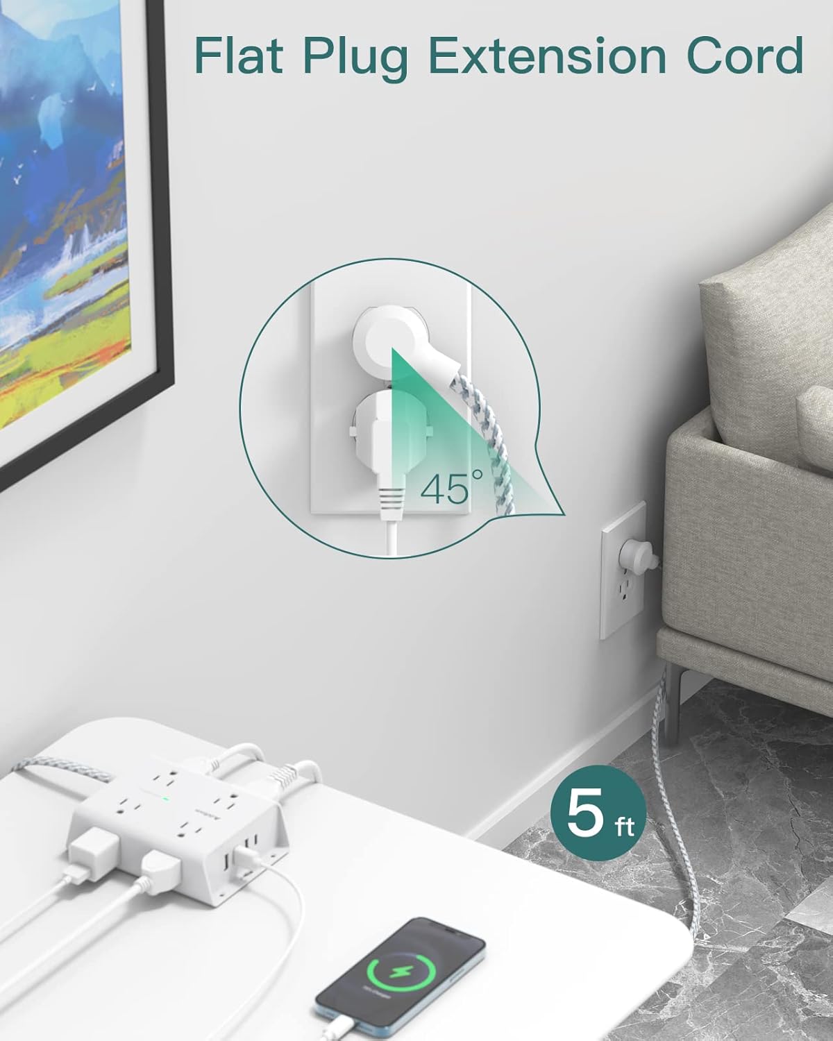 Regleta protectora de sobretensiones – 8 enchufes amplios