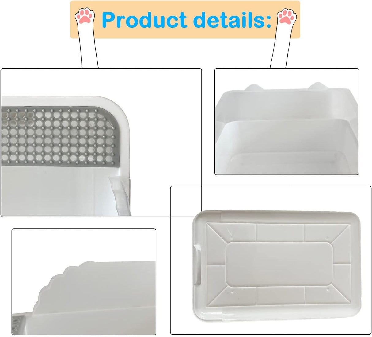 Caja de arena abierta para gatos con lado alto MUYG gris