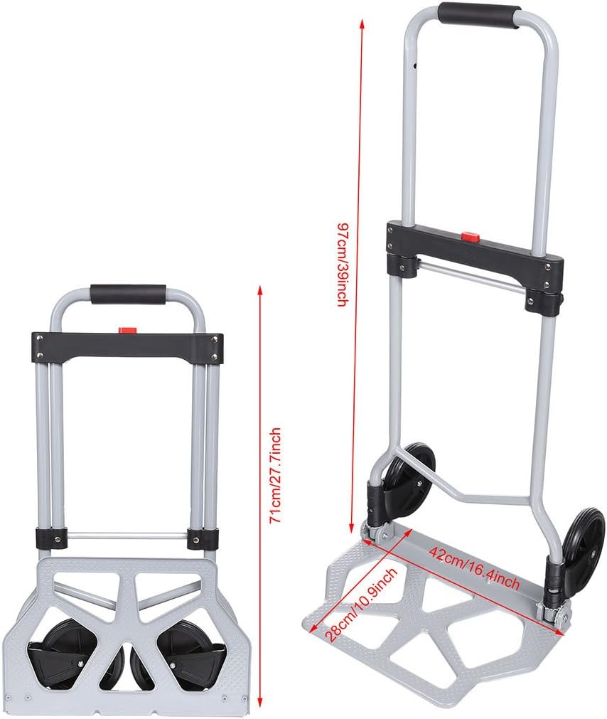 Carretilla Plegable de Aluminio, 220lbs, Ideal para Cargar.