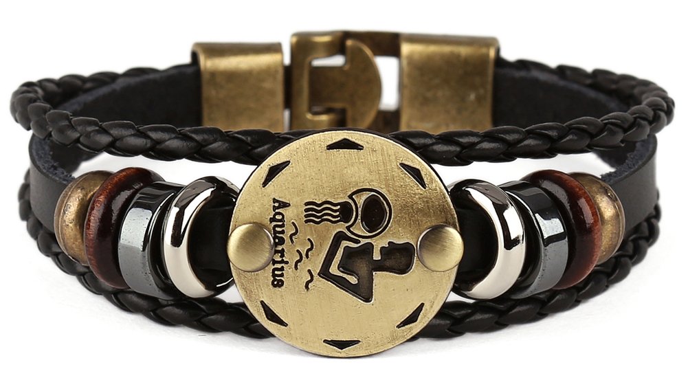Pulsera de cuero de aleación para hombres de cuerda trenzada