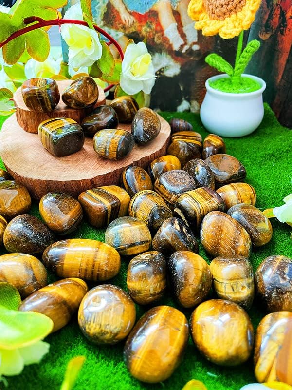 Set de cristales de ojo de tigre pulidos y naturales 0.45 lbs
