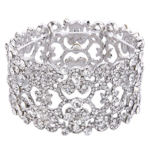 EVER FE Brazalete elástico de novia de cristal austriaco