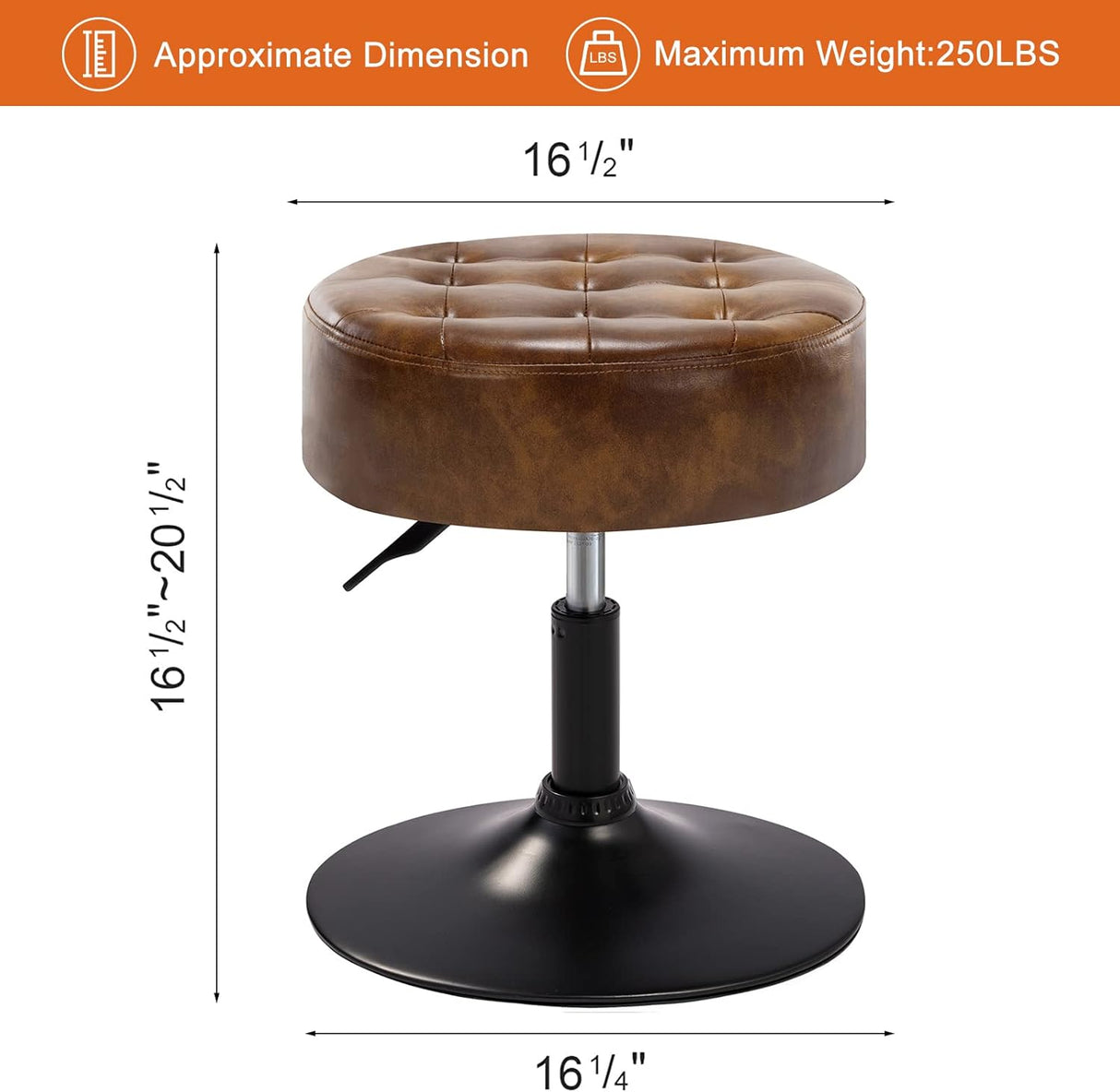 Taburete de Maquillaje de Cuero Sintético, Estilo Mid-Century