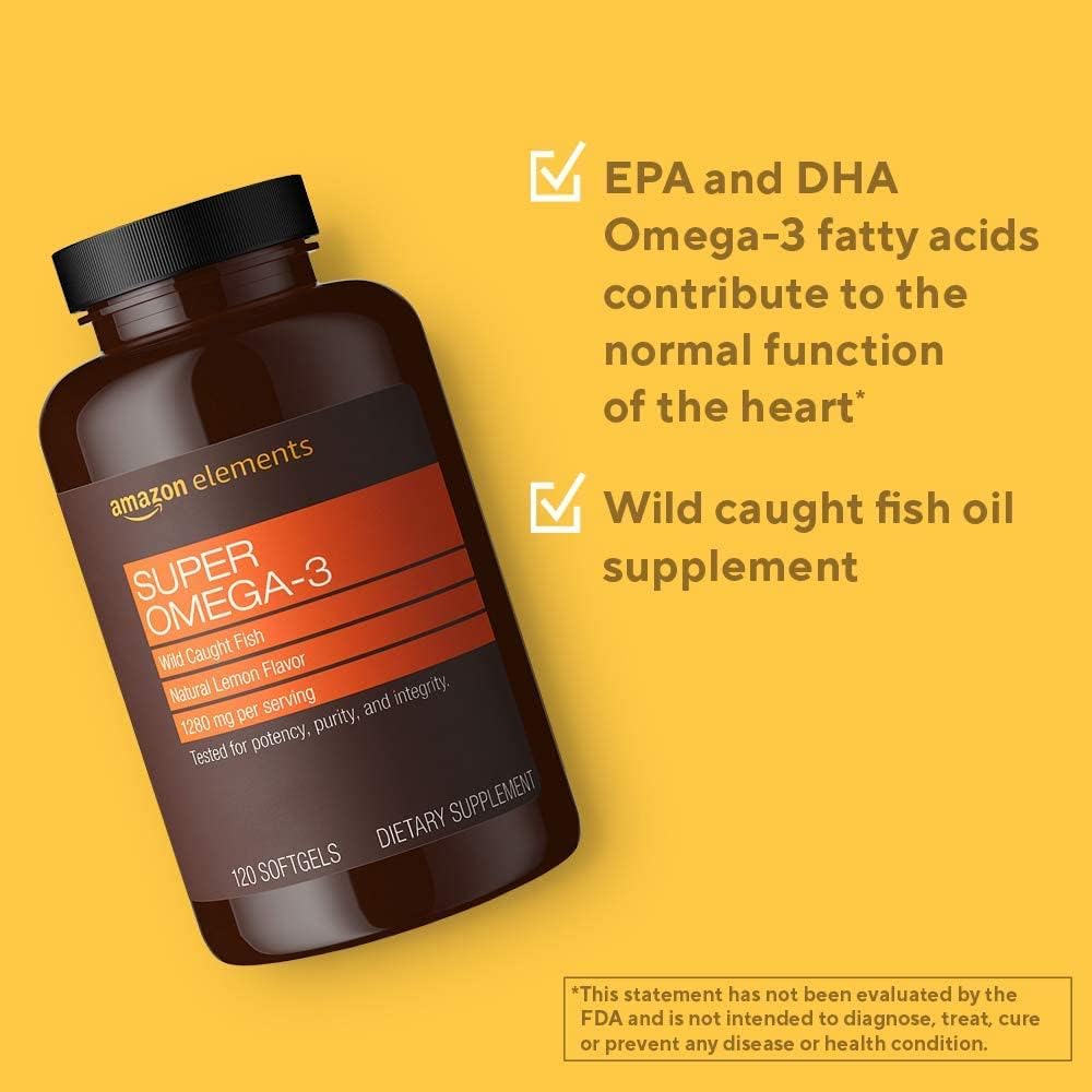 Suplemento Omega-3, Amazon Elements, 120 cápsulas, EPA & DHA