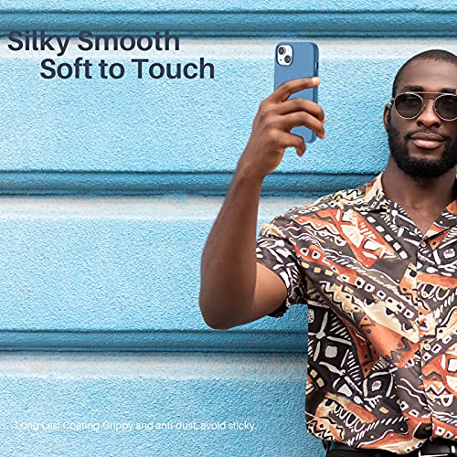 ORNARTO - Funda compatible con iPhone 3 y iPhone 13 Pro, goma de gel suave de 3 capas de silicona líquida delgada, 15,5 cm, azul