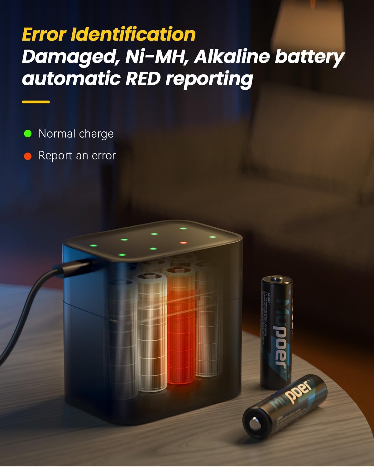 Baterías AA Recargables 8-Pack con Cargador, 3000mWh, Li-ion