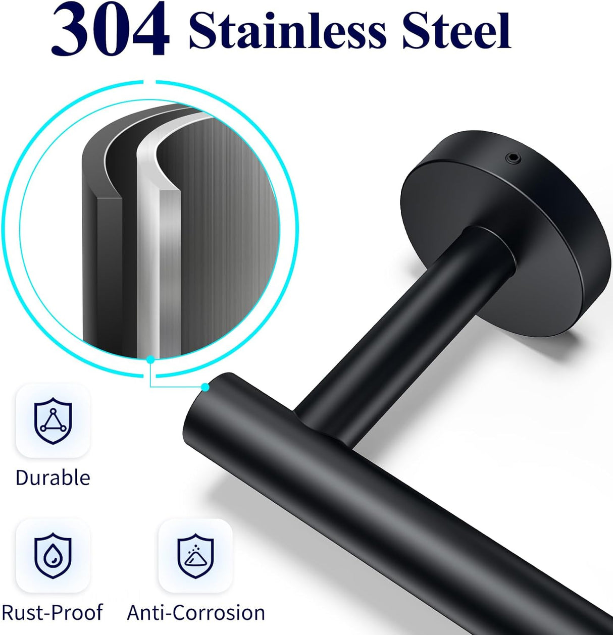 Soporte de pared para papel higiénico, resistente y redondo